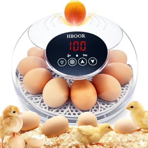 Incubators for Hatching Eggs, 12 Egg Incubator with Automatic Egg Turning and Temperature Humidity Control, Egg Candler incubadora de huevos de gallina for Home, Farm, Classroom, Chicken, Duck, Quail