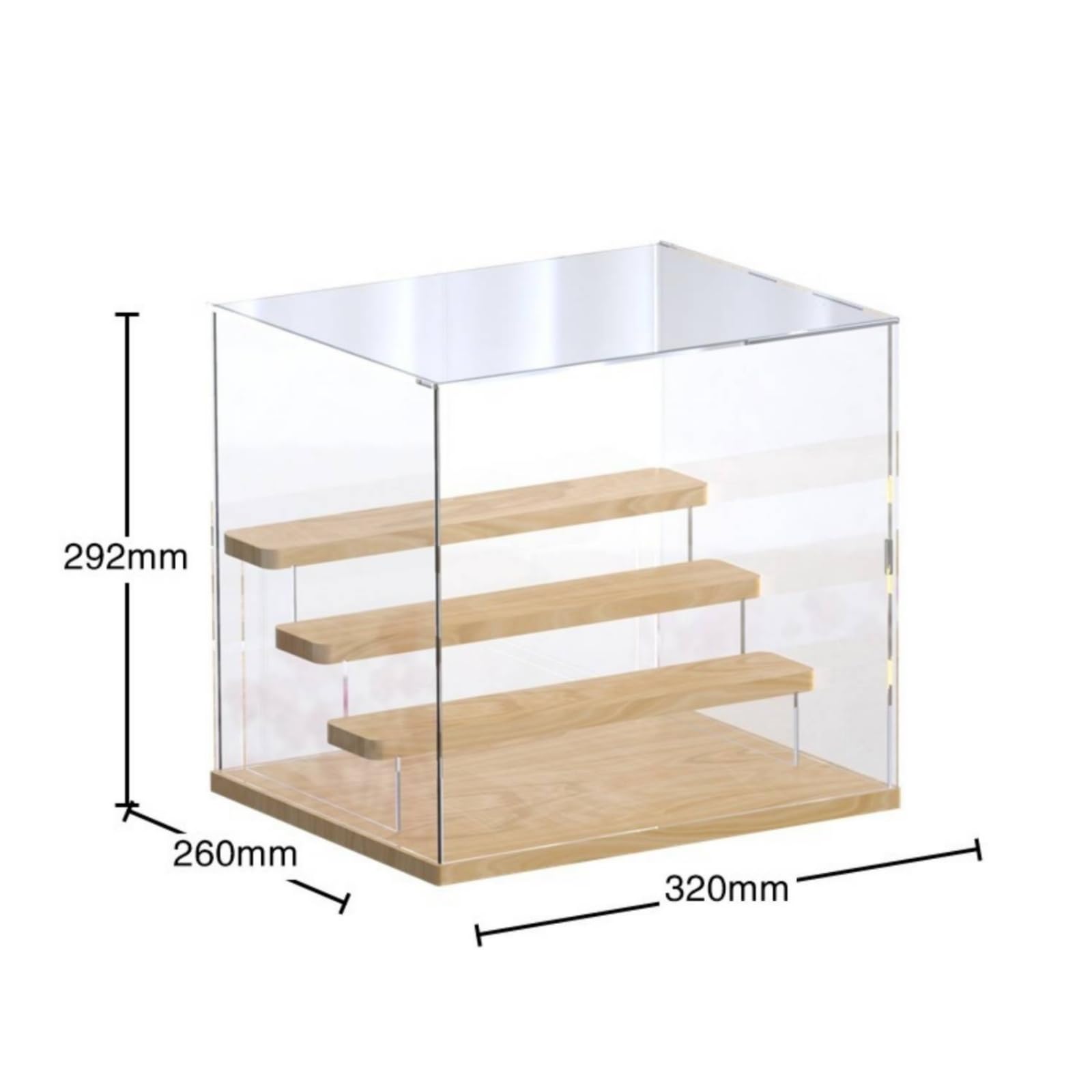 Vitrina Acrílica Caja Expositora Estante Soporte con Paneles y Estructura de Madera para Protección de Objetos Adecuada , Style to 1
