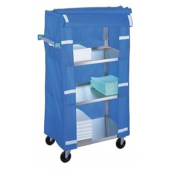 Lakeside Manufacturing 332 Stainless Steel Linen Cart with Cover, 4 Shelves