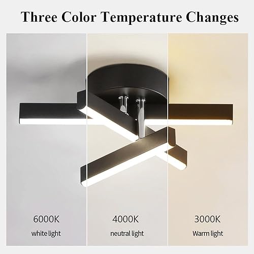 Miniatura 3 de Lámpara de techo lineal moderna de montaje semiempotrado con 3 modos de color cerca de la iluminación de techo para sala de estar, dormitorio,