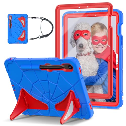 SIBEITU Case for Samsung Galaxy Tab S9 11 Inch/Galaxy Tab S9 FE 10.9 Inch 2023 for Kids with Screen Protector Stand, Kids Friendly Shockproof Case with Shoulder Strap for Samsung Tab S9/S9 FE, Blue