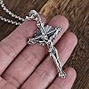LOGMOR Retro Vintage Large 925 Sterling Silver Jesus Christ Crucifix Cross Pendant Necklace for Men Women 50cm Chain (Color : Silver Pendant With Chain) #2
