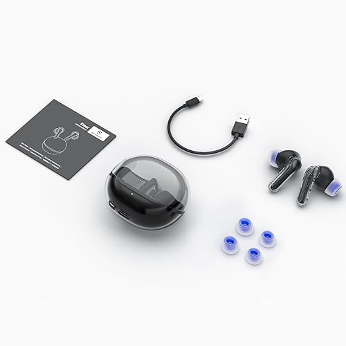 Miniatura 8 de SoundPEATS Auriculares inalámbricos transparentes de bajo costo, auriculares Bluetooth 5.3, auriculares de 0.472 in, 2 micrófonos con ENC, llamadas