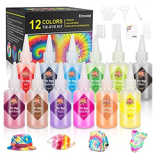 Tie Dye DIY Kit, Emooqi 12 Colors Tie Dye Shirt Fabric Dye for Women Kids Men, Come with Rubber Bands Gloves Plastic Film and Table Covers for Family Friends Group Party Supplies