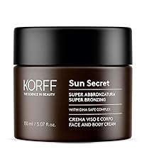 Korff Korff Sun Secret Super Abbronzante, Crema Solare Viso e Corpo, Crema Sublimatrice dell’Abbronzatura, Formula DNA Safe Complex, Texture Morbida, 150ml – 220 g