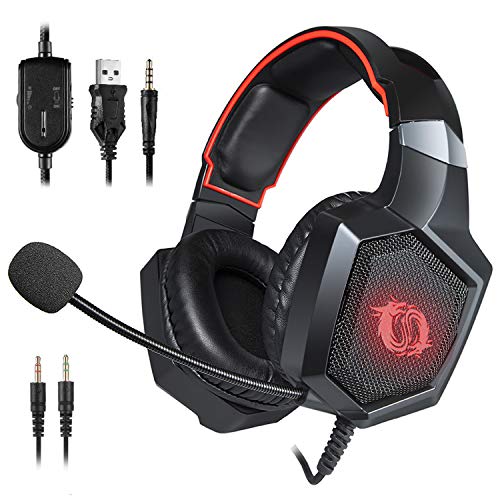 Game Lab Phantom (2019 Edition) Red LED Over-Ear Surround Sound Gaming Headset Noise
