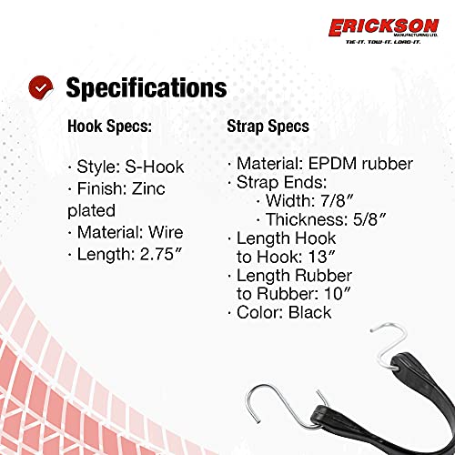 Erickson 06601 10" Long Industrial Epdm Rubber Tarp Strap, (Pack Of 4) #TOP4