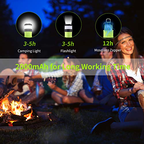 LED Camping Lantern, Bug Zapper Camping Lantern with 2000mAh Rechargeable Battery, Camping Lights with Magnetic Base for Outdoor, Hiking, Home and Car, Lanterns Battery Powered LED Emergency Lighting