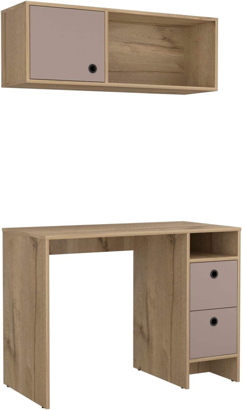 Tokyo Office Set, Three Drawers - Multicolor - Durable Office Desk with Two Drawers and Shelf - Home Office Setup - Gift-Ready