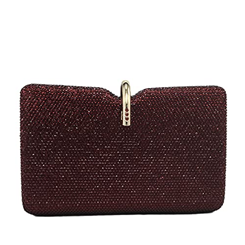 Elegante Damen-Handtasche mit Kristallbesatz, für Hochzeit, Cocktail-Party, Diamant-Clutch, weinrot, Small Cover
