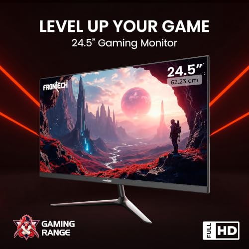 Image of FRONTECH Gaming Series 24.5 Inch Full HD IPS Gaming Monitor, 200Hz Refresh Rate, 1ms Response Time, 99% sRGB, HDMI & DisplayPort, 1000:1 Contrast, VESA Mount, 3 Years Warranty (MON-0087P)