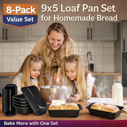 tchrules Bread Pan Set, Non-Stick 8×4 Loaf Pans for Baking Homemade Bread, Sourdough, Brownies, Cake, Carbon Steel, Rectangle Baking Pans (Grey) by tchrules - Image 6