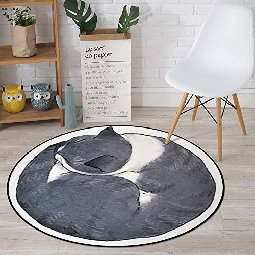 Tapis de chaise personnalité simple rond antidérapant style chat