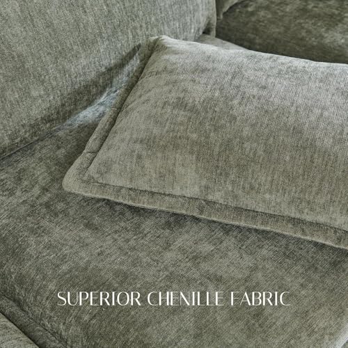 Image of 112.6 inch Modular Sectional Cloud Couch, Sectional Couches for Living Room with Large Storage, U-Shape Sectional Sofa with Ottoman, 6 Seater Chenille Sofa with Pillow for Apartment, Bedroom, Green