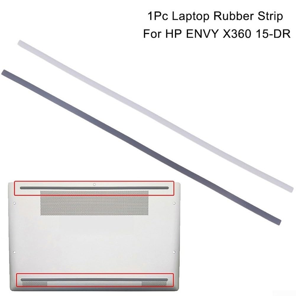 Piedini di ricambio in gomma per laptop HP ENVY X360 15-DR, striscia adesiva inferiore antiscivolo, 31,5 x 0,6 cm, nero e grigio, per stabilità e protezione (grigio)
