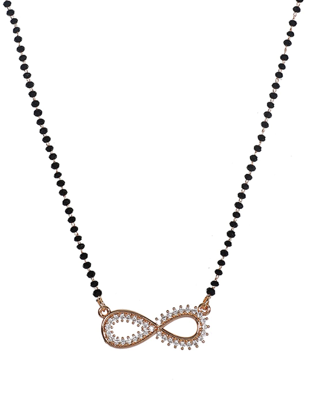 Steorra jewelsGold Plated American Diamond AD Cubic Zirconia Designer Pendant Mangalsutra For Women, 12 CM, Brass, Cubic Zirconia