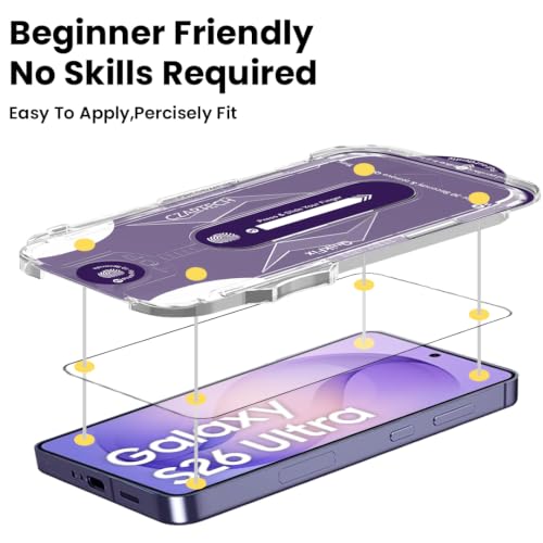 Image of Czartech Quik-Fix Tempered Glass Screen Protector for Samsung Galaxy S26 Ultra | Edge to Edge 9H Screen Guard with Self Application Tool | Bubble Free | Scratch Guard | Fingerprint Supported