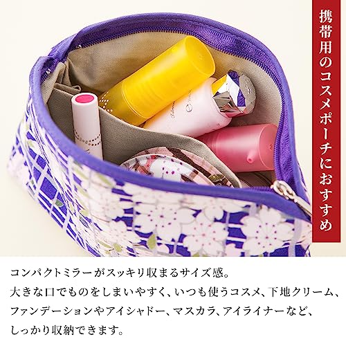 Cosmetic Bags for Women (Sakura Lattice Purple) Small Make up Bag Japanese Kimono Pattern Zipper Pouch Travel - Image 4