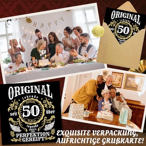 Sugeru Geburtstagskarte 50 Oldschool - 50 geburtstag karte mit Umschlag - Geschenke zum 50 Geburtstag Frau Mann - Lustige Geburtstagskarte（50）