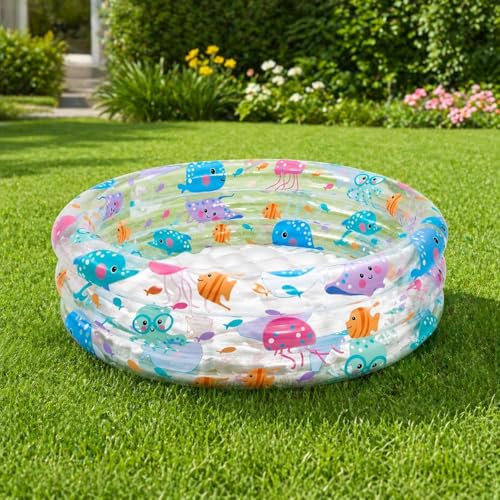 Image of Kidoyz 2 Feet Inflatable Baby Pool Bath Tub for Kids (1-3 Years) - Indoor & Outdoor Swimming Pool for Toddlers | with or Without Air Pump (2FT Printed + Pump)