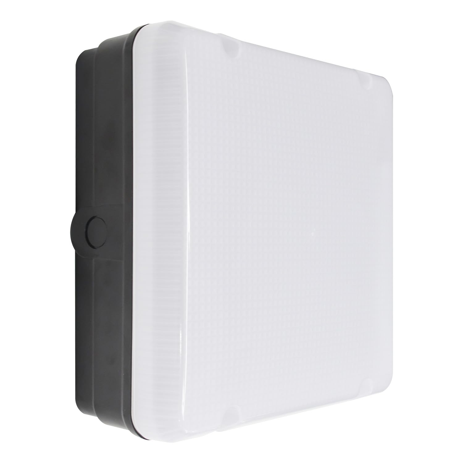 Bright Source Wall & Ceiling Square Utility LED Bulkhead, Black, Emergency, Photocell, Switchable Wattage 9W 14W 18W, IP65, 120° Beam Angle, Switchable 3CCT Colour 3000K 4000K 6000K