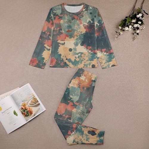 German Bundeswehr Flecktarn CamoBoys Casual Comfort Pajamas, Long Sleeve Pajama Set160CM3