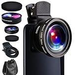 2 in 1 Phone Lens, 0.45X Wide Angle Len & 12.5X Macro Phone Camera Lens, Phone Camera Wide-Angle Lens, Phone Lens Attachments, for Ios Android and Most Smartphones