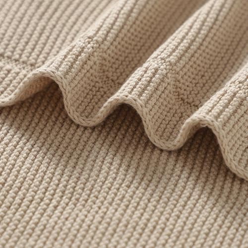 Image of Baby Blanket 30 x 40 Inch Soft Knit for Boys & Girls Cotton Nursery Swaddling Blankets Toddler Knitted Crochet Receiving Crib