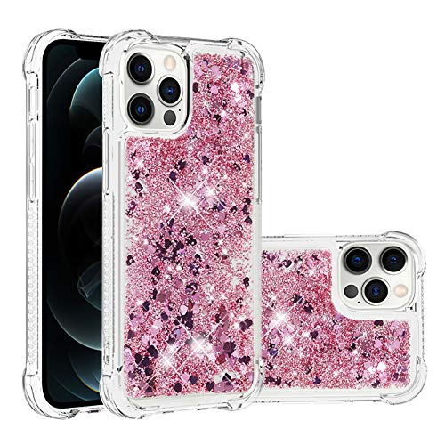 Compatible con Apple Phone 12 Pro Glitter Fundas, Silicona Funda Protectora Bumper Antiamarillo Funda Móvil Transparente Bling liquida Carcasa Anti-Rasguños Ultrafina Cover para iPhone 12 Pro