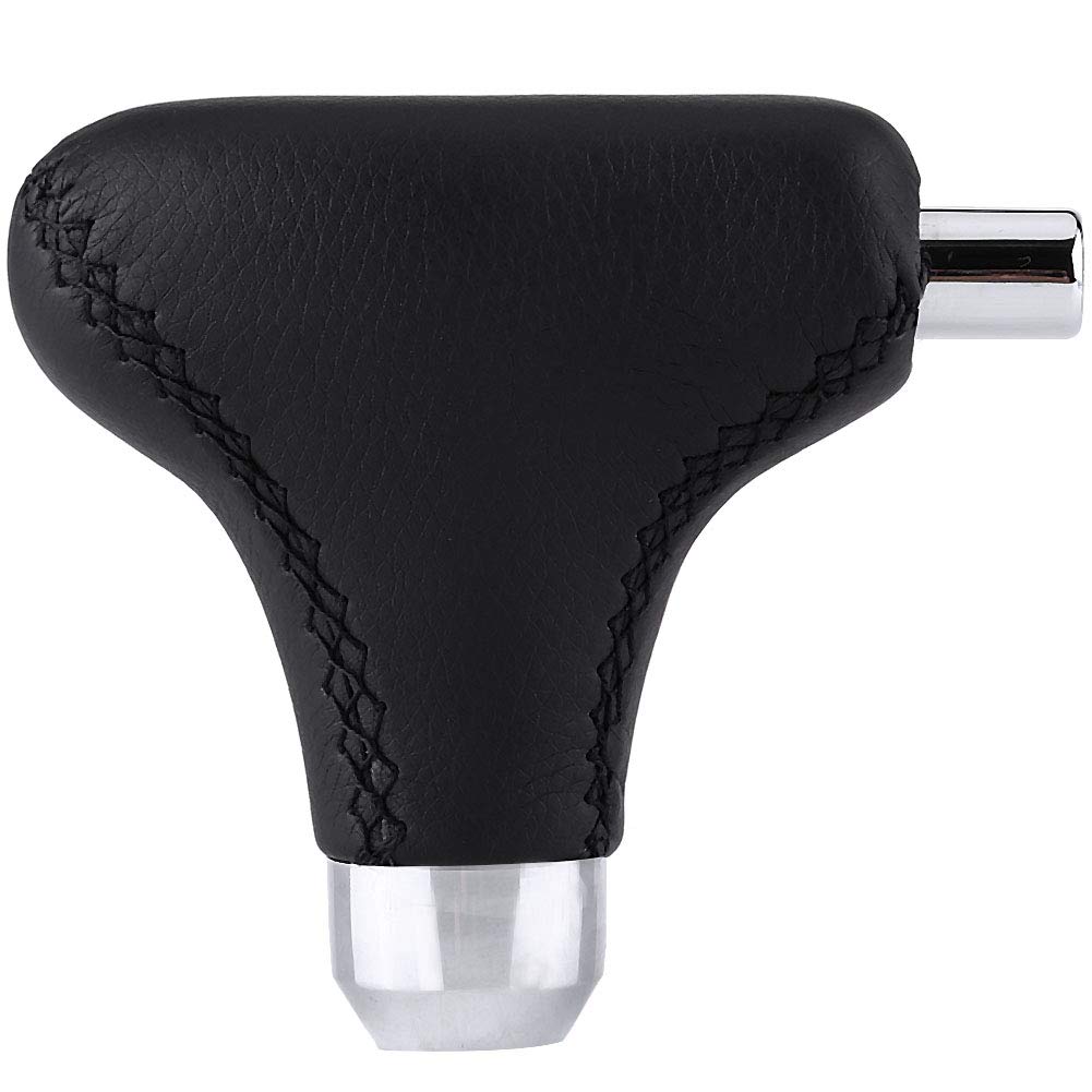 Qiilu Popular Hand-Stitched Pu Leather Gear Shift Knob Cover, Universal Leather Knob Cover Fit For Automatic Car Black