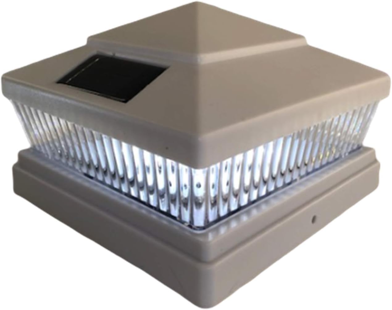 Get Special Price 4 Pack Solar 6x6 Fence Post Cap Light with 5 LED Bulbs Black/Copper/Brown/White Solar Outdoor Square Shape Cap Light (White)