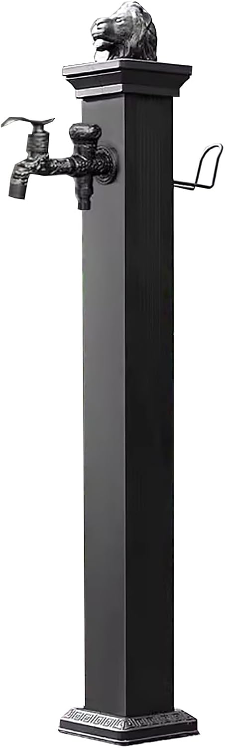 Faucet Column Outdoor Faucet Water Fountain, Freestanding Garden Aluminum Alloy Water Spigot, Courtyard Outside Faucet Post, for Garden, Villas, Parks(44in/112cm)
