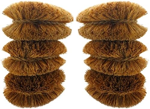 Pack of 6 Tawashi Vegetable Brushes - Natural Coconut Fiber Scrubber, Japanese Design, Ideal for Fruits, Veggies, Cast Iron Cleaning and Household use with Wire Hanging Loop by SKARBY