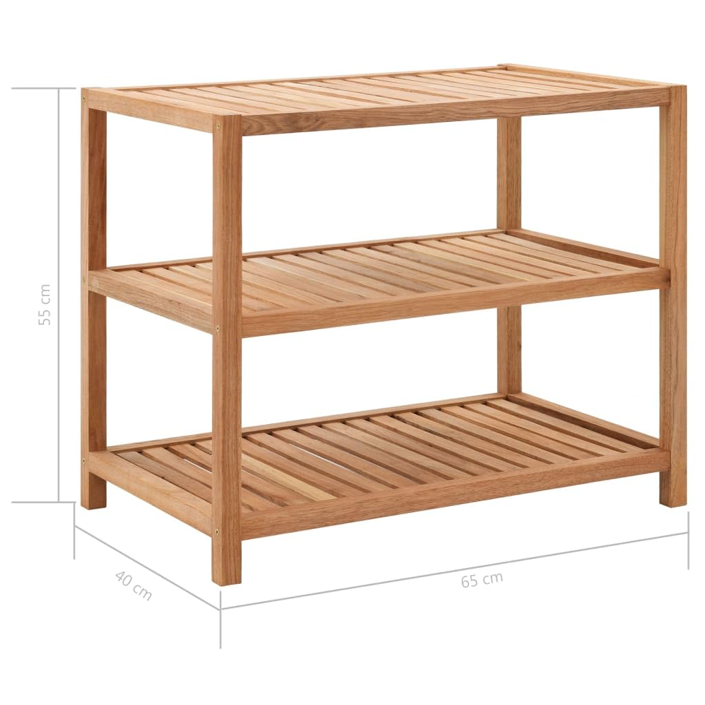 Generic Półka łazienkowa z Litego Drewna Orzechowego, 3-poziomowy regał do Przechowywania z Listwami, Bardzo Solidny i Trwały, łatwy montaż, 65x40x55 Cm, Artykuły łazienkowe, na