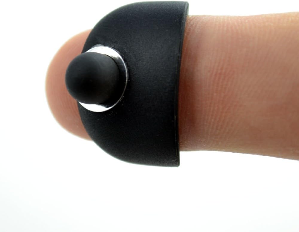 Finger Stylus Ring (Size Large); On-hand Ring Stylus with Dust-plug and Keychain for Capacitive Touchscreens; Set of 2 TxtRng;) Text Ring designed for thumb or index.