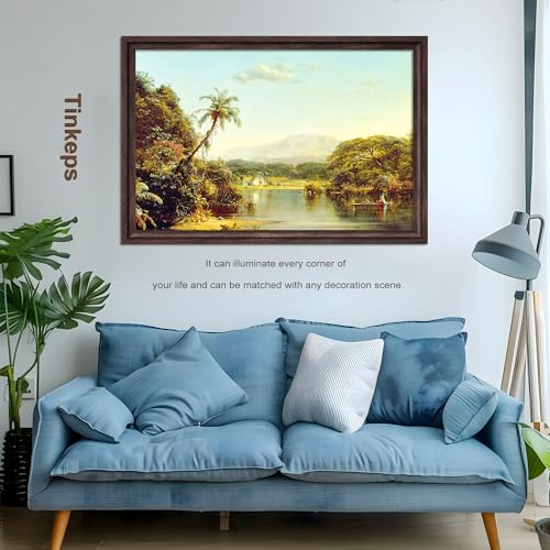 Image of 24x36 Poster Frame Walnut Brown with Black Back Board, Curved Extra Wide Edges, Wooden Vintage Style Poster Frame 24x36 inches for Wall Decor.