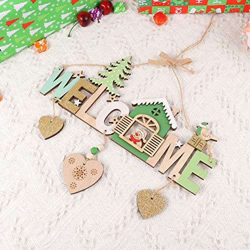 EXCEART 2 PeÃ§as de Madeira Sinal de Natal Sinal de Porta de Boas-Vindas de Madeira Enfeites de Pare