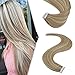 Produktbild YoungSee 100% Remy Extensions Echthaar Tape Ombre Blond Strähnchen Aschblond mit Blond Glue in Extensions Echthaar 20 Tressen 50g Glatt Echt Haare Extensions Tape in Menschliches Haar 50cm