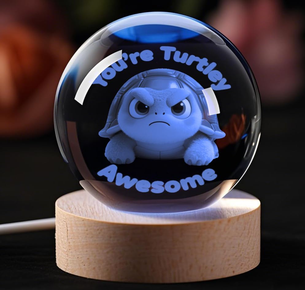 Miniatura 6 de Bonita bola de cristal decorativa de tortuga enojada, regalos de apoyo emocional para niños, animales positivos para mujeres, regalo de