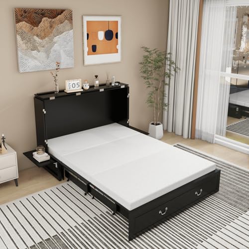Queen-Murphy-Bed-Murphy-Bed-with-Folding-Mattress-Murphy-Bed-Cabinet-with-USB-and-Charging-Port-Murphy-Bed-Queen-Suit-for-Guest-Room-Black-Walnut-Cabinet-Bed-with-Drawer-Cabinet-Bed Queen Murphy Bed Murphy Bed with Folding Mattress Murphy Bed Cabinet with USB and Charging Port Murphy Bed Queen Suit for Guest Room Black Walnut Cabinet Bed with Drawer Cabinet Bed