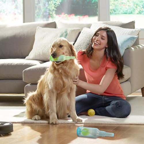 2 PCS Hundespielzeug Mit Wasserflasche, Bierflaschen Hundespielzeug mit Tennisball, Flaschen Kauspielzeug Hunde, Dog Quietschend Kauspielzeug, Spielzeug für Kleine Mittlere Große Hunde (Grün+Blau)