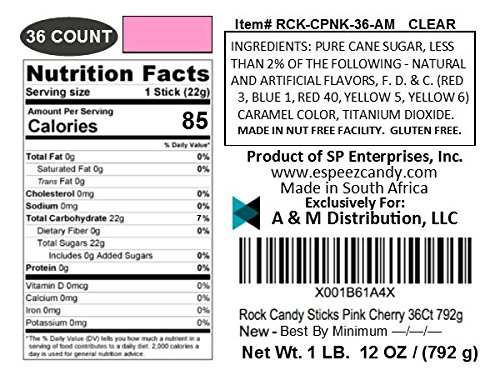 Extra Large Rock Candy Sticks: 36 Pink Cherry Lollipop - Individually Wrapped - Crystal Rock Candy Sticks For Party Favors, Candy Buffet, Birthdays, Weddings, Receptions, Bridal And Girl Baby Shower #TOP1