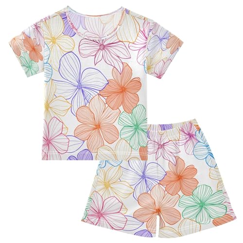 senya Short Sleeve Pajamas Sets Summer Cotton Sleepwear Simple Colorful Flower