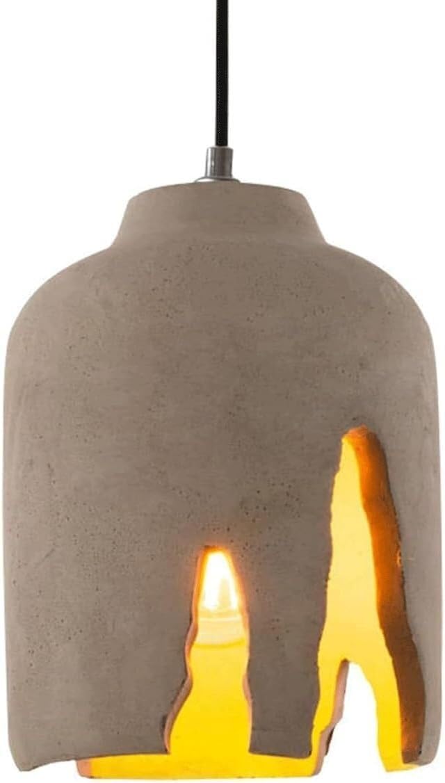 HYJAUSXB Vintage Japanese Wabi-sabi Cement Chandelier,E27 Base Hanging Light,Home Decorative Pendant Light,Indoor Adjustable Height for Kitchen Island Dining Room Bedroom Hallway Bar Living Room(B)