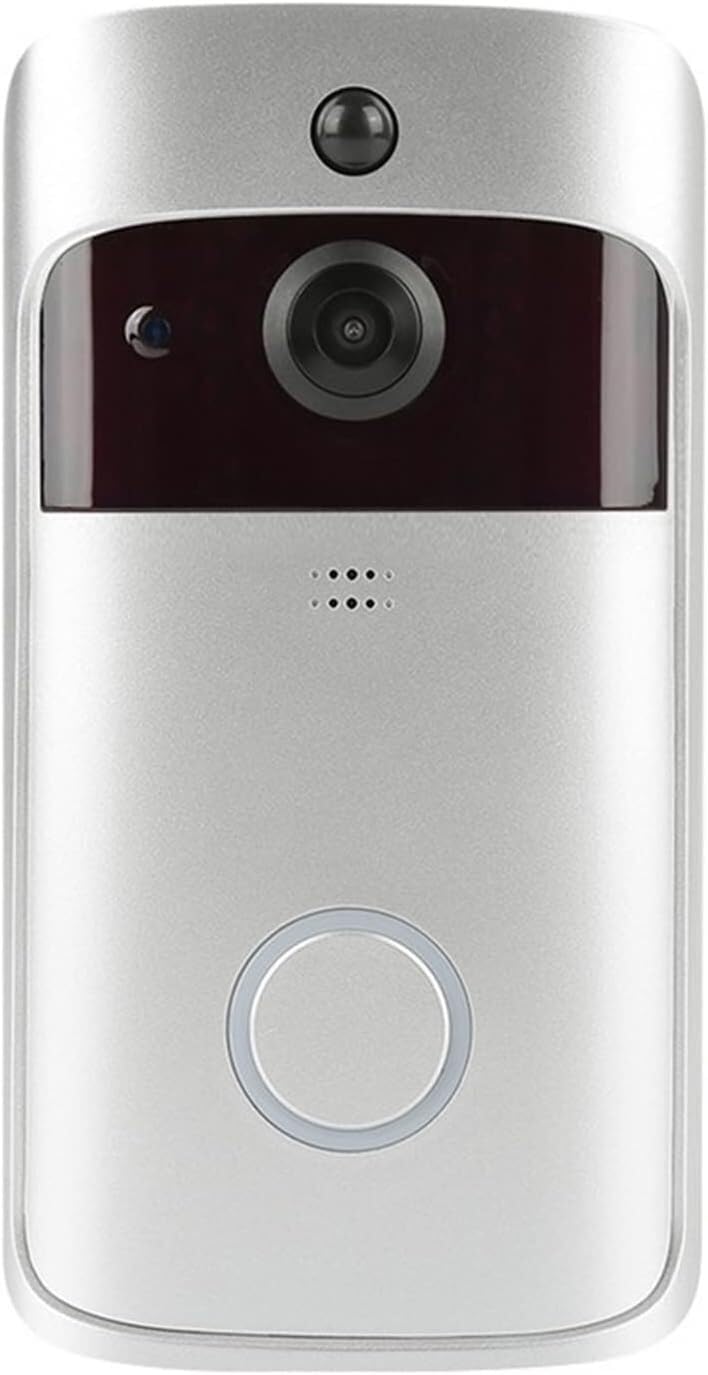 Timbre de Puerta con vídeo, Timbre inalámbrico, cámara Inteligente, intercomunicador con detección de Movimiento, Resistente al Agua for videoportero de Seguridad for el hogar (Color : Bianco)