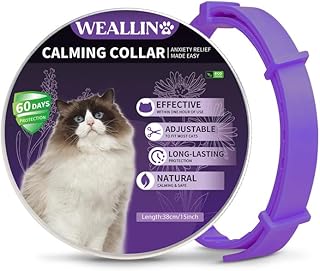 WEALLIN Cat Calming Collar, Anti Anxiety Pheromone Calming Collar for Cats, Adjustable & Water resistant Calming Cat Collar, 1 Pack Natural Calm Treatment for Small Medium and Large Cats, Pink