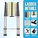 Telescoping Ladder, 20.3 FT Aluminum Extension Ladder, Heavy Duty 330lbs Capacity,Folding Compact Portable Anti-Slip Ladder for RV or Outdoor Work