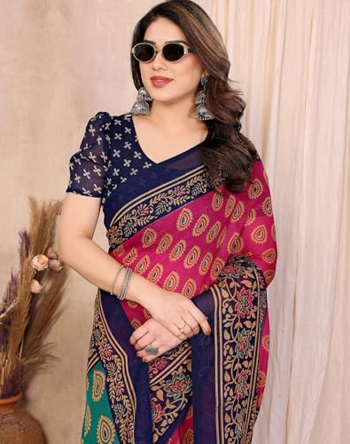 Image of Yashika Women's Georgette Saree with Blouse Piece for Traditional Ethinic Wear Sari