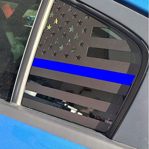 Image of Xinghe for Dodge Charger 2011-2022, Rear Side Window American Flag Decals, 2pcs Matte Black USA Flag Decal for Truck Back Window, Waterproof Vinyl, Durable and Easy Remove Truck Decal (For Dodge Charger 2011-2022, Matte Black Thin Blue Line)