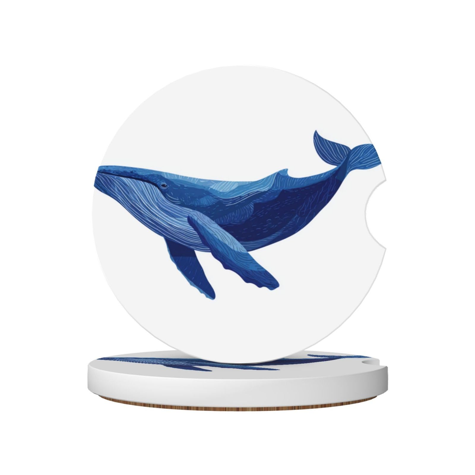 Blue Whaleistic Ceramic Coasters,2pcs